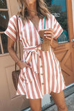 Rishi Cotton Pocketed Striped Shirt Dress - Mocha Ins Street