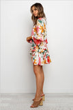 Once And Floral Satin Rope Tie Ruffle Dress Ins Street