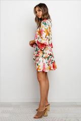 Once And Floral Satin Rope Tie Ruffle Dress Ins Street