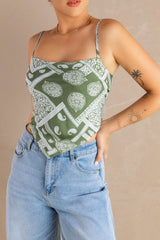 Mixed Print Tie Back Cami Top Ins Street