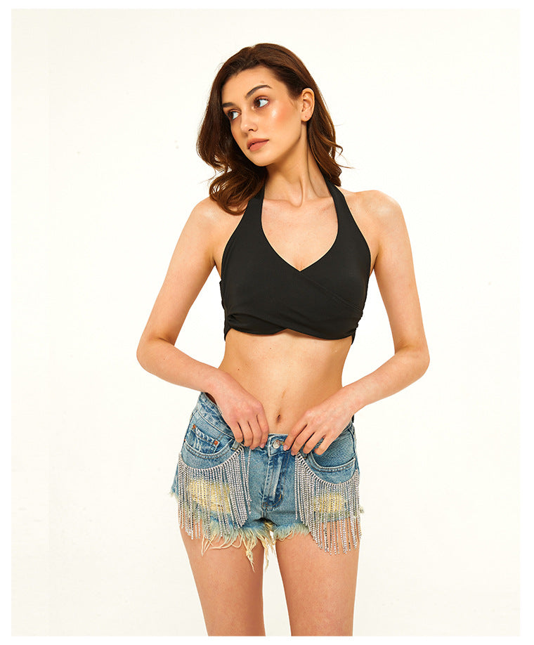 TITANIA LINSLEY TEARDROP FRINGE DENIM SHORT insstreet