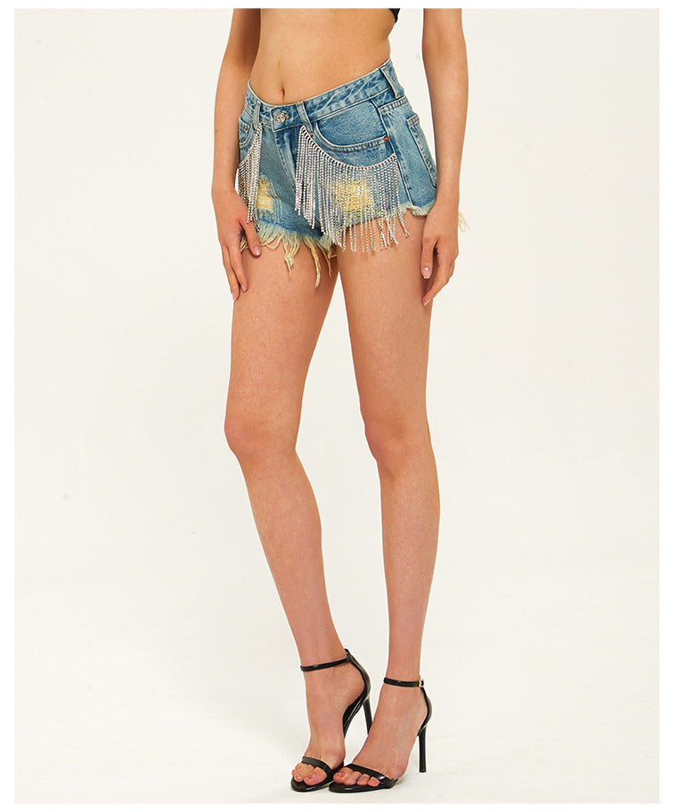 TITANIA LINSLEY TEARDROP FRINGE DENIM SHORT insstreet