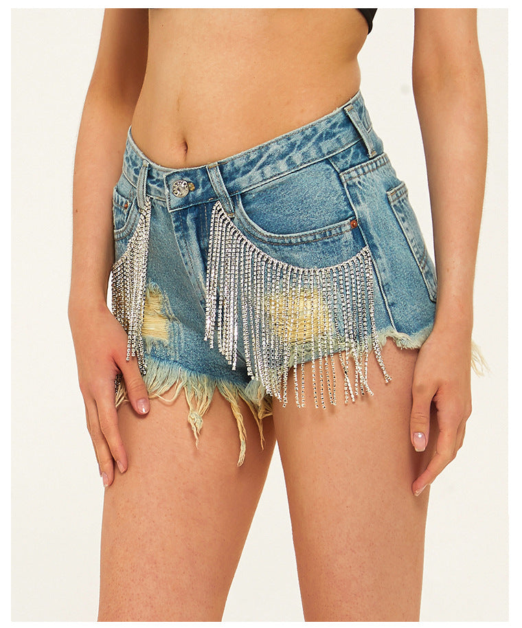 TITANIA LINSLEY TEARDROP FRINGE DENIM SHORT insstreet