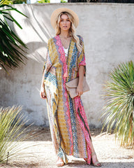 Enticing Patchwork Kimono Maxi Dress Ins Street