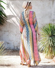 Enticing Patchwork Kimono Maxi Dress Ins Street