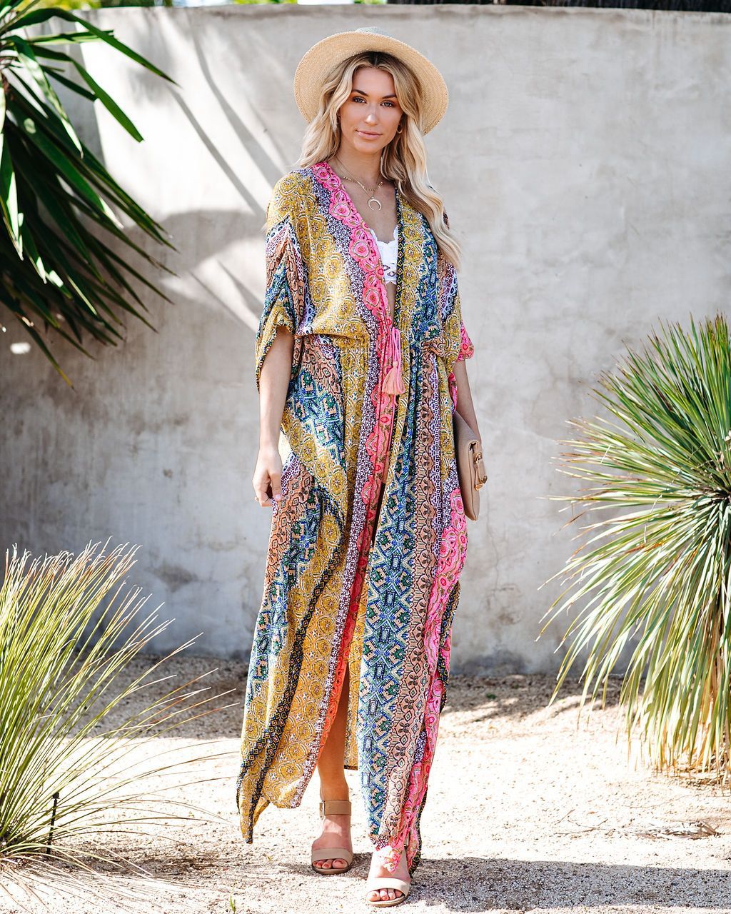 Enticing Patchwork Kimono Maxi Dress Ins Street
