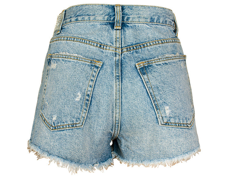 TITANIA LINSLEY RHINESTONE FRINGE DENIM SHORT insstreet