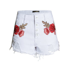 TITANIA ROSE EMBROIDERED DENIM SHORTS insstreet