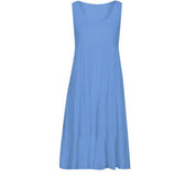 Teagan Cotton Tiered Babydoll Dress - Blue MABL-001