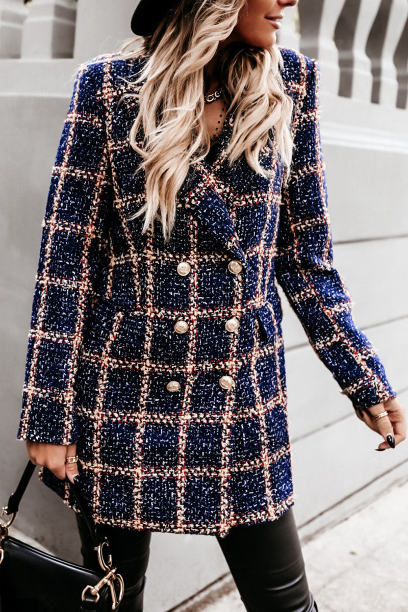 Plaid Turn-back Collar Outerwear(5 colors) Ins Street