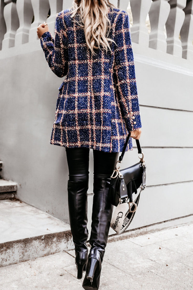 Plaid Turn-back Collar Outerwear(5 colors) Ins Street