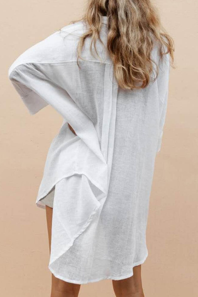 Solid Split Joint Turndown Collar Tops Ins Street