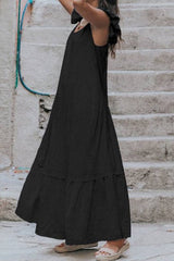 Solid Split Joint O Neck Sleeveless Dresses Ins Street