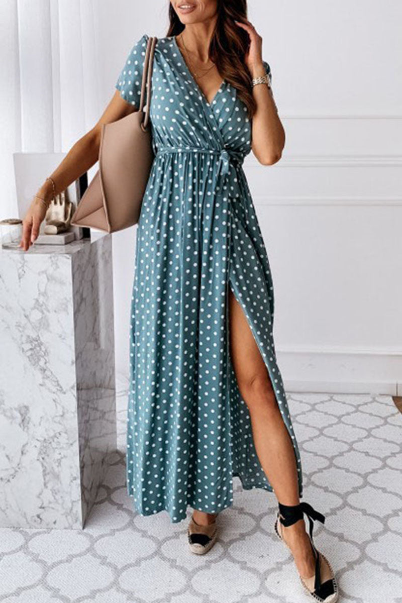 Sexy Dot Slit V Neck Printed Dresses(4 Colors) Ins Street