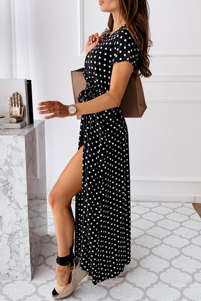 Sexy Dot Slit V Neck Printed Dresses(4 Colors) Ins Street