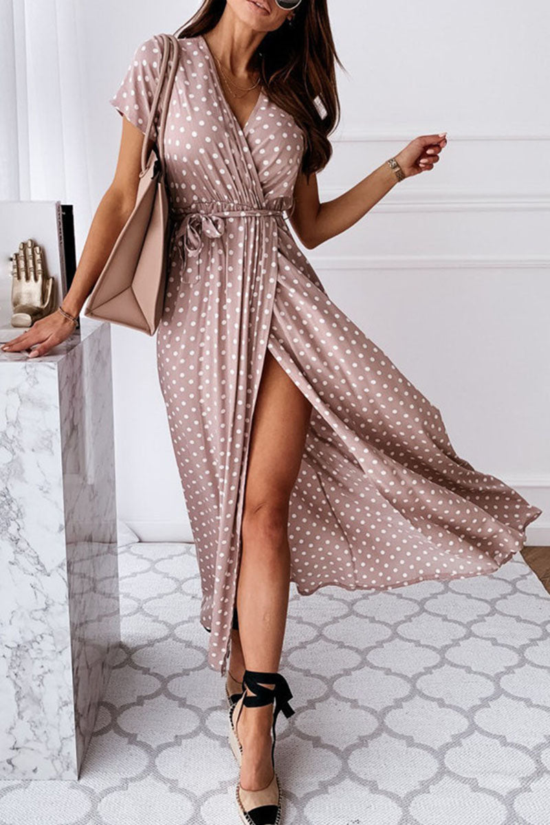 Sexy Dot Slit V Neck Printed Dresses(4 Colors) Ins Street
