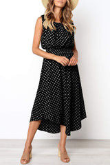 Dot Split Joint O Neck Irregular Dresses(4 colors) Ins Street