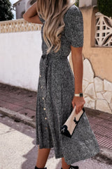 Print Split Joint Turndown Collar A Line Dresses Ins Street