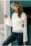 White Floral Lace Long Sleeve Blouse Top Ins street