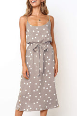 Casual Dot Split Joint Spaghetti Strap A Line Dresses Ins Street