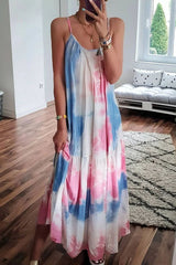 Tie Dye Spaghetti Strap Pleated Dresses Ins Street