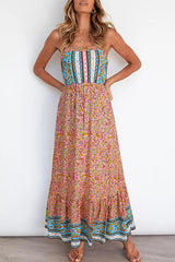 Elegant Print Split Joint Spaghetti Strap A Line Dresses Ins Street