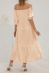 Solid Split Joint Frenulum Off the Shoulder Cake Skirt Dresses Ins Street