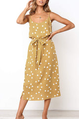 Casual Dot Split Joint Spaghetti Strap A Line Dresses Ins Street