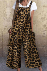 Leopard Spaghetti Strap Loose Jumpsuits(3 Colors) Ins Street