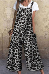 Leopard Spaghetti Strap Loose Jumpsuits(3 Colors) Ins Street