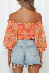 Print Split Joint Off the Shoulder Tops Ins Street