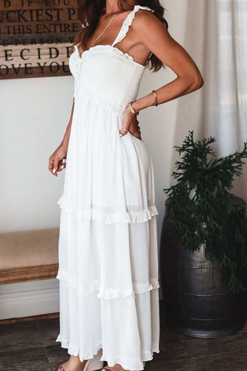 Solid Split Joint Spaghetti Strap Princess Dresses Ins Street