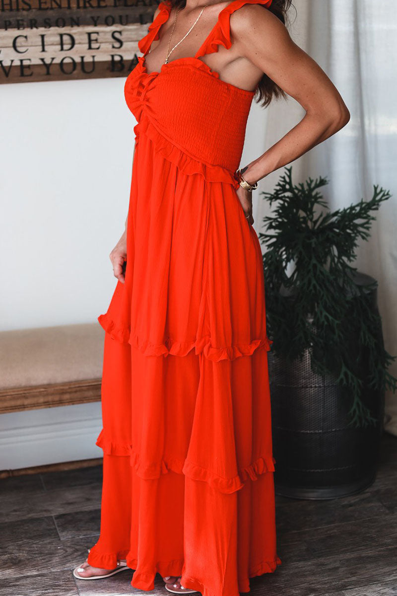 Solid Split Joint Spaghetti Strap Princess Dresses Ins Street