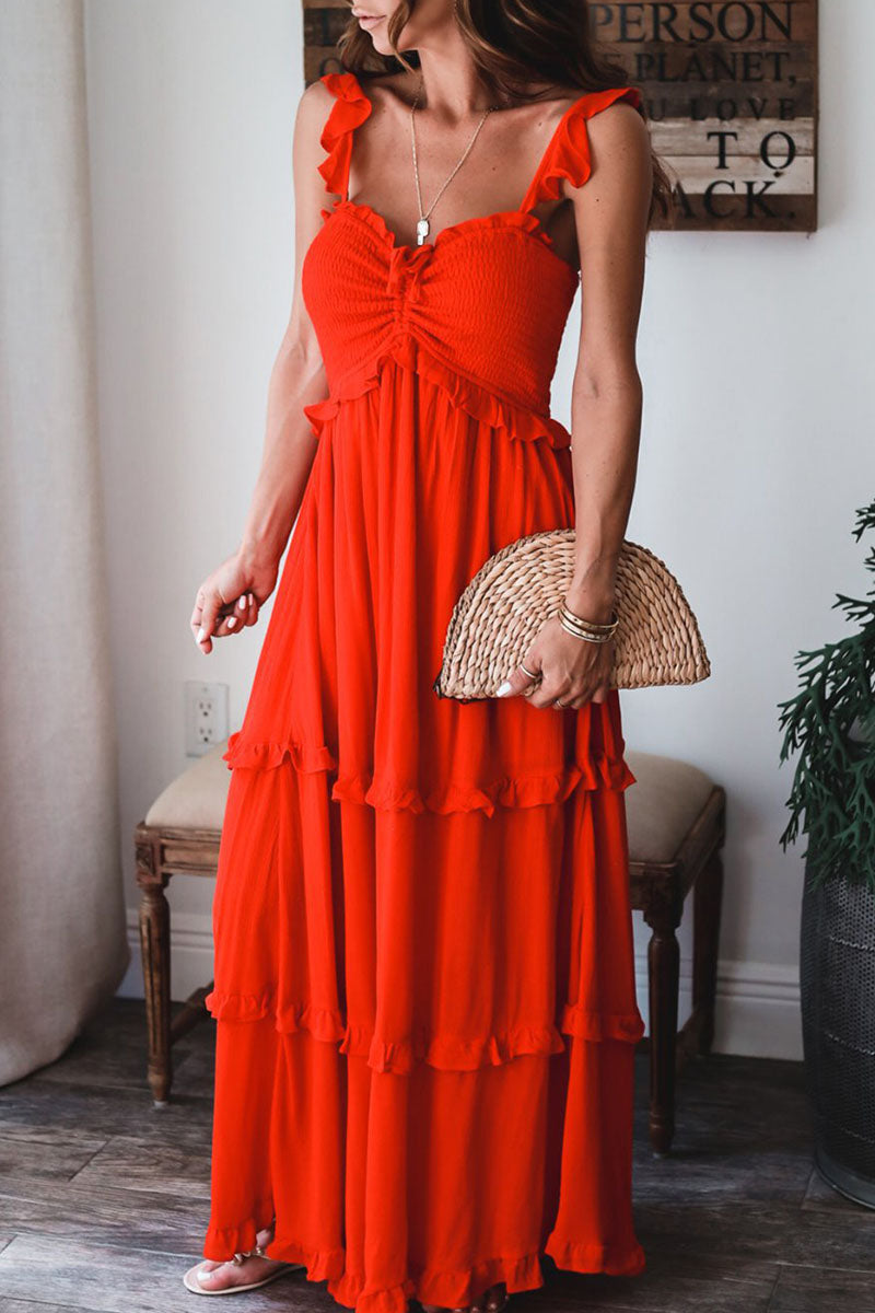 Solid Split Joint Spaghetti Strap Princess Dresses Ins Street