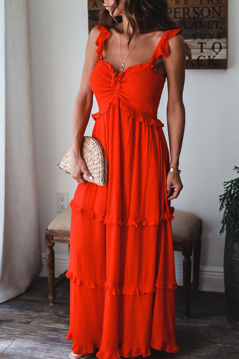 Solid Split Joint Spaghetti Strap Princess Dresses Ins Street