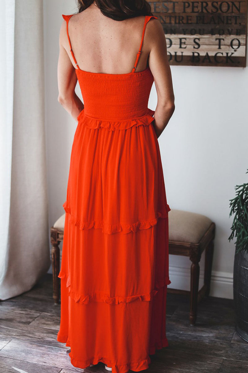 Solid Split Joint Spaghetti Strap Princess Dresses Ins Street