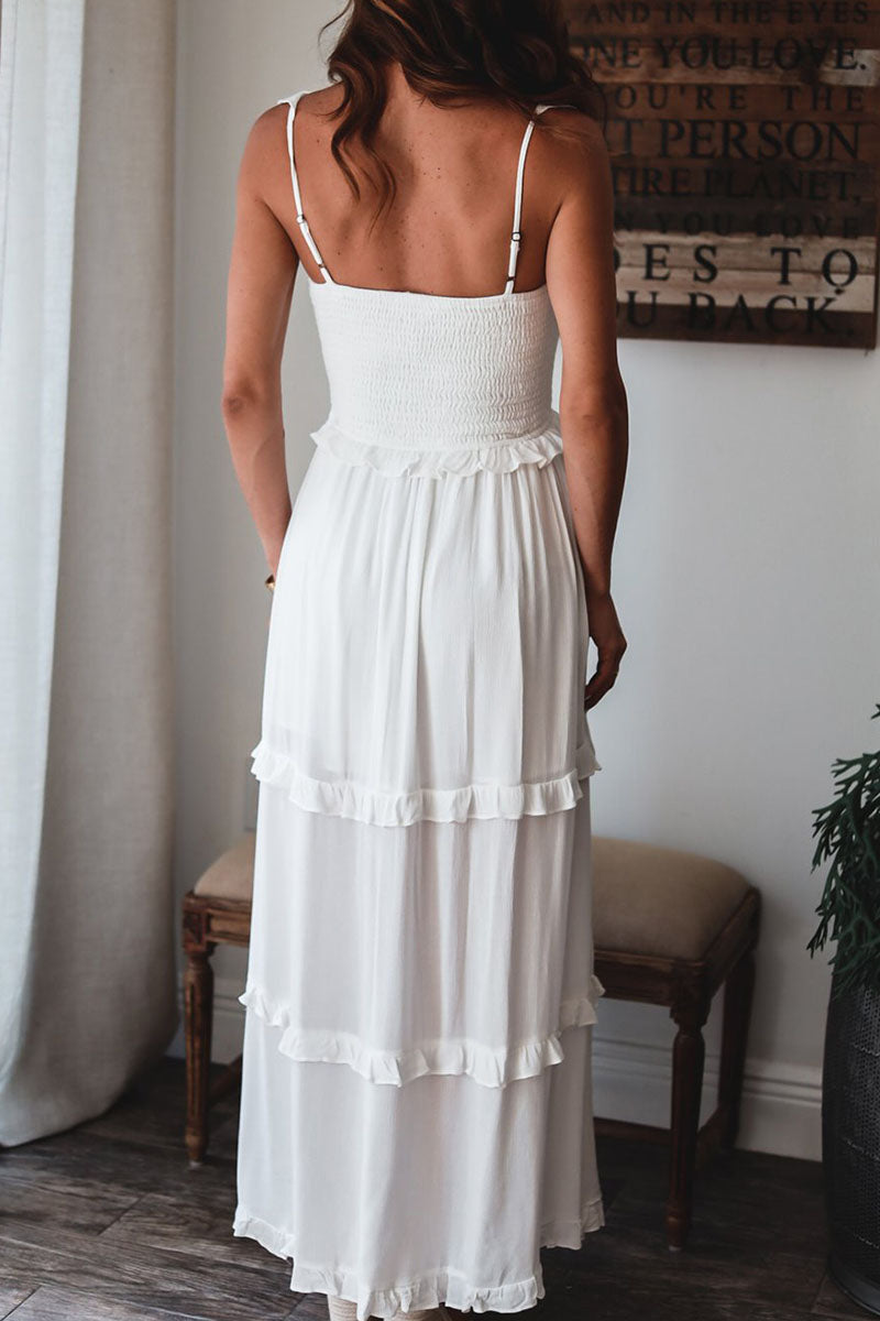 Solid Split Joint Spaghetti Strap Princess Dresses Ins Street