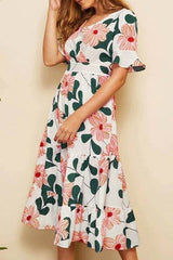 Print Split Joint V Neck A Line Dresses Ins Street
