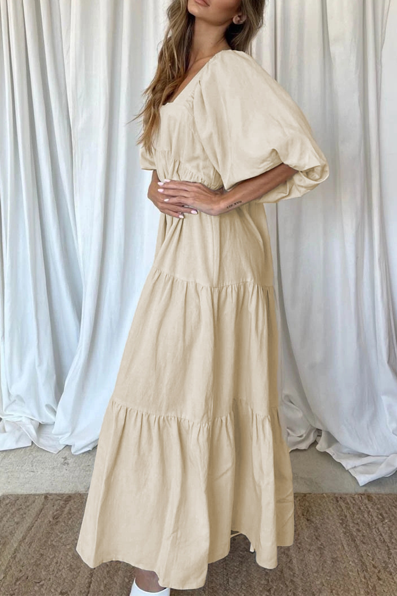 Solid Split Joint Flounce Square Collar A Line Dresses(3 colors) Ins Street