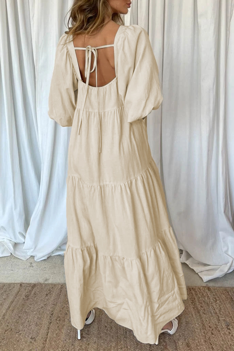 Solid Split Joint Flounce Square Collar A Line Dresses(3 colors) Ins Street