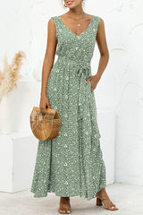 Casual Leopard Patchwork V Neck A Line Dresses Ins Street