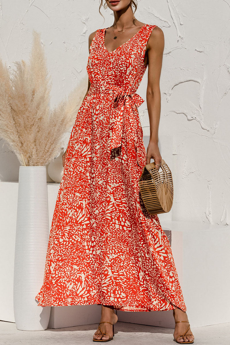 Casual Leopard Patchwork V Neck A Line Dresses Ins Street