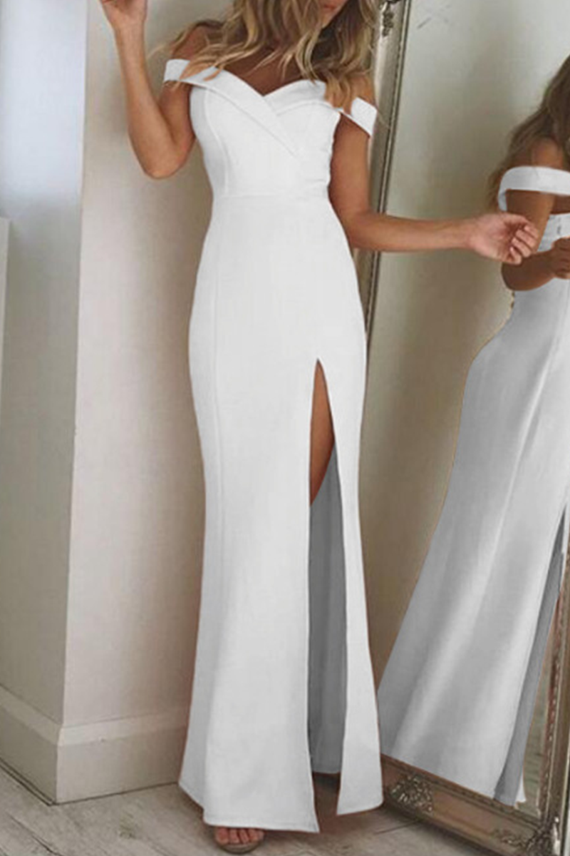 Solid Backless High Opening Off the Shoulder Irregular Dresses(5 Colors) Ins Street