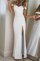 Solid Backless High Opening Off the Shoulder Irregular Dresses(5 Colors) Ins Street