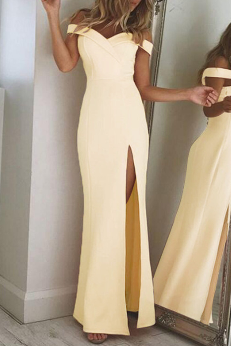 Solid Backless High Opening Off the Shoulder Irregular Dresses(5 Colors) Ins Street