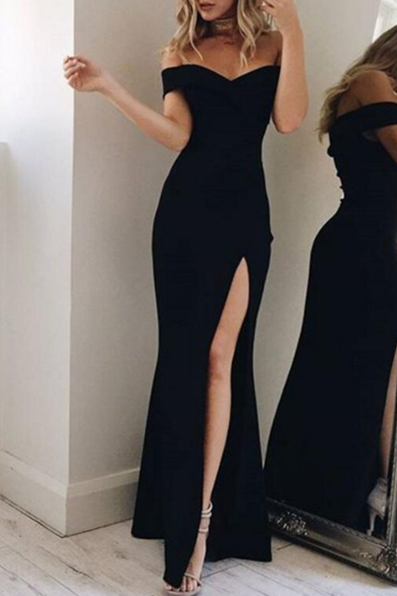 Solid Backless High Opening Off the Shoulder Irregular Dresses(5 Colors) Ins Street