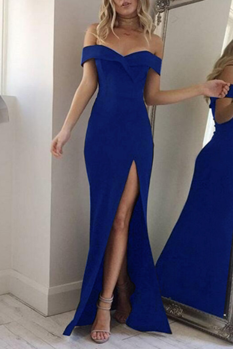Solid Backless High Opening Off the Shoulder Irregular Dresses(5 Colors) Ins Street