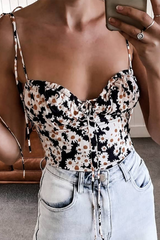 Floral Strap Design V Neck A Line Dresses Ins Street