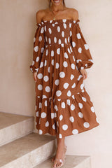 British Style Polka Dot Off the Shoulder Princess Dresses Ins Street