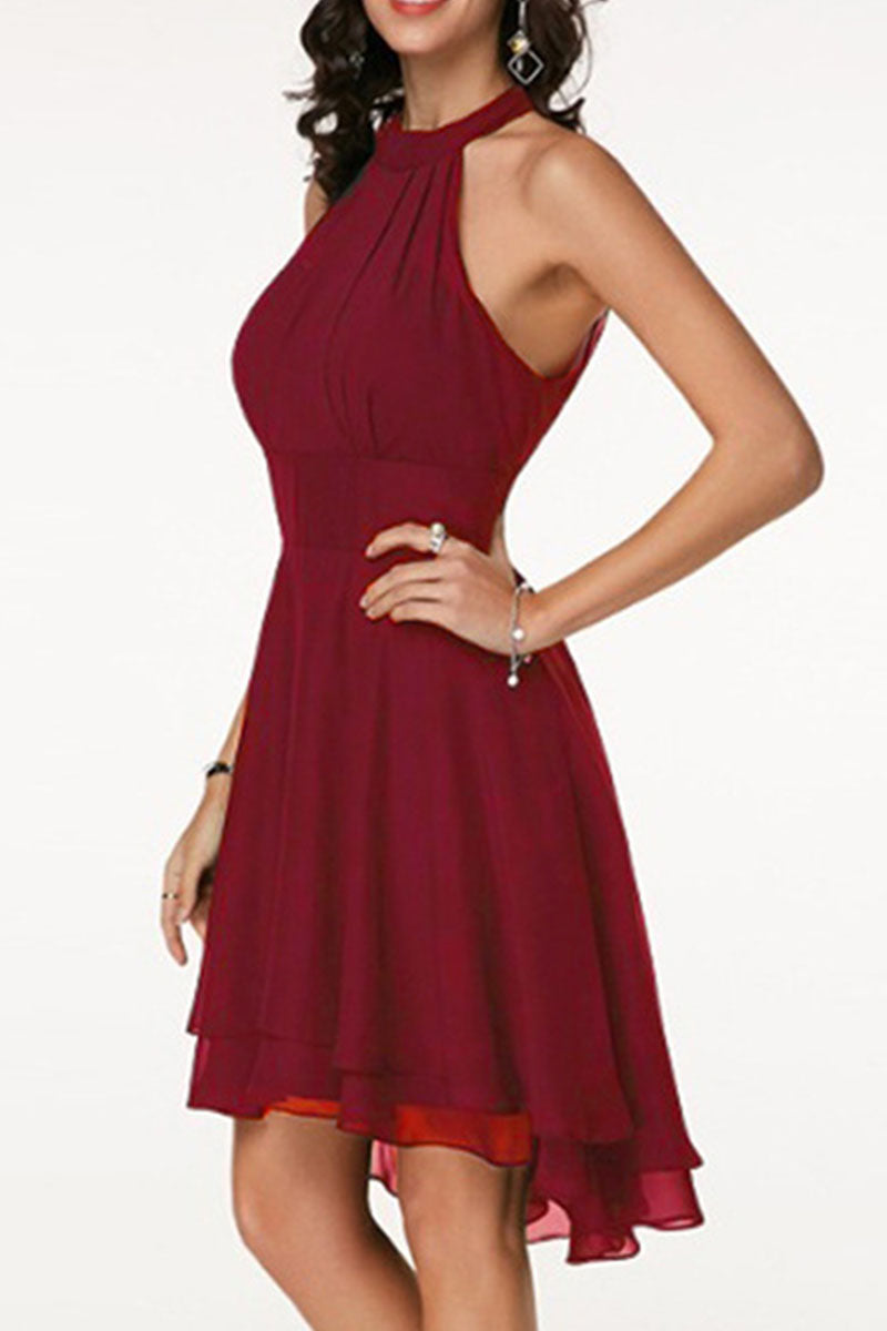 Solid Split Joint Halter A Line Dresses(7 colors) Ins Street